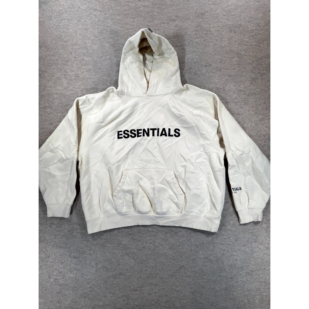 Fear Of God Essentials Hoodie Mens XL White Long Sleeve Fleece Lined Pullover